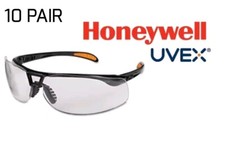 10 PAIR Honeywell Uvex S4200HS Metallic Black Clear Lens Safety Glasses Anti-Fog