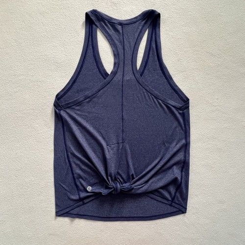 Lululemon Women Tie It Up Singlet Heathered Hero Blue Racerback Tank Luon Top 4