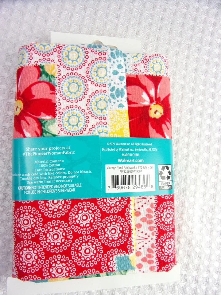 Pioneer Woman VINTAGE FLORAL PATCHWORK Fabric 1 Yard Quilting Sewing 100% Cotton - Image 3 of 4