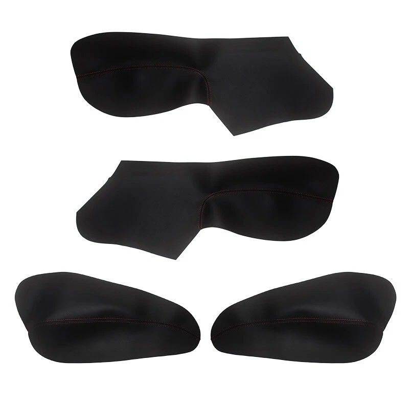 For Peugeot 206 Citroen C2 4Pcs Door Panel Insert Cards Leather Cover Trim Black - Image 2 of 4