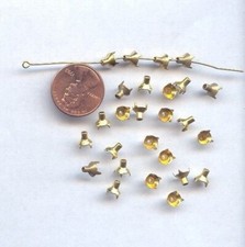 18 VINTAGE BRASS 4 PRONG ROUND 5mm. RHINESTONE SETTINGS WITH STEM 1576