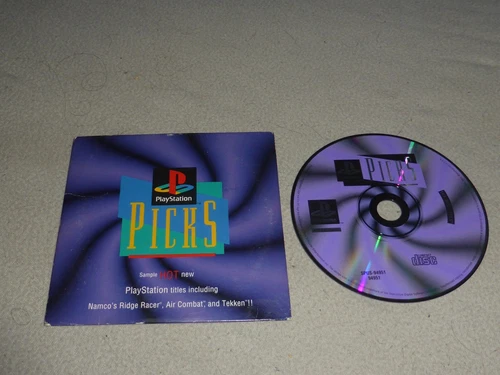 PS1 PLAYSTATION PICKS GAME SAMPLE DEMO DISC W SLIP COVER RIDGE RACER TEKKEN SONY