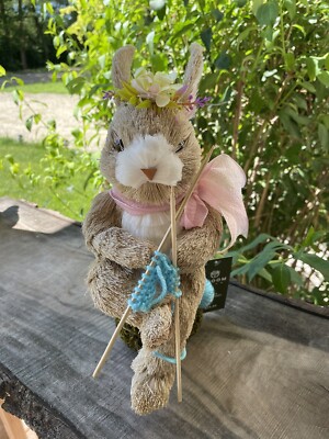 Bloom Room Straw bunny spring decor knitting rabbit Floral/Ribbon 11.03  X 5.52 