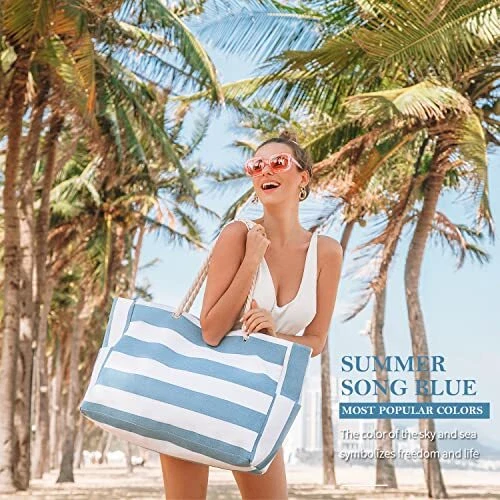 Large waterproof zip top beach bag