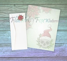 Santa Skull Writing Paper Stationery | 24 Sheets - Lined and Unlined