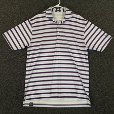 TURTLESON Polo Shirt Mens Large Golf Blue White Red Striped Golf Sport Logo 