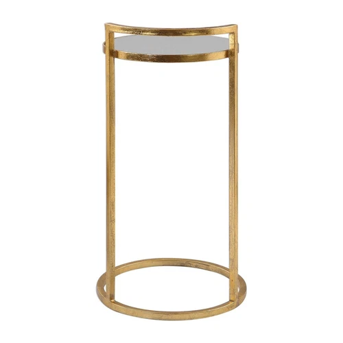 Gold Modern Cailin Accent Table Forged Iron Mirror Glass Top ~ Uttermost 24886 - Picture 4 of 7