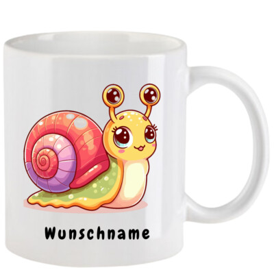 Tasse mit Schnecke cartoon   - mit oder ohne Wunschname - 10 Motive