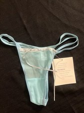 VINTAGE WOMEN S PANTIES THONGS CAPRICIA O DARE SIZE L/7 SKY BLUE TRANSPARENT