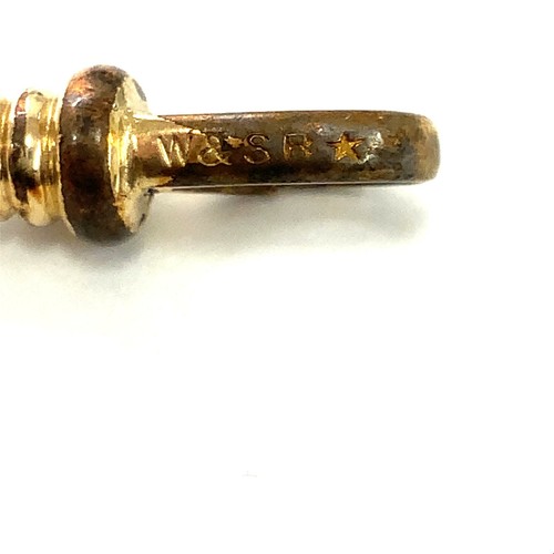 Antique Gold Filled Hallmarked W & S R Heavy Chain T bar Pocket Chain Fob Charm - Picture 5 of 7