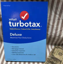 TurboTax Deluxe 2018 Federal + State Return & Federal E-file for Windows Mac CD