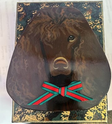 Irish Water Spaniel  box with a wooden iws head top signed