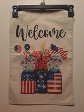 NEW 1pc Double Sided Welcome Red White Blue Stars Garden Flag 12x18 4th Of July