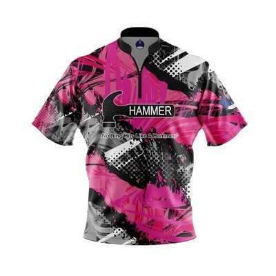 CUSTOM NAME Hammer Pink Sport Grunge Bowling Jersey Long & Short Sleeve Shirts