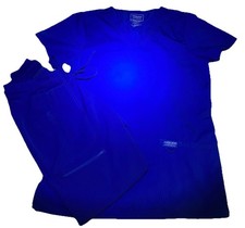 Royal Blue Cherokee Workwear Scrub Set. Top And Bottoms Size Small Petite