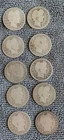 Lot of 10 circulated Barber Quarter Dollars