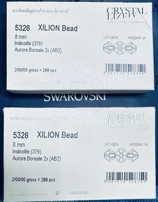 Swarovski 5328 8mm Indicolite AB 2X Austrian Beads 288 pcs Sealed packs.