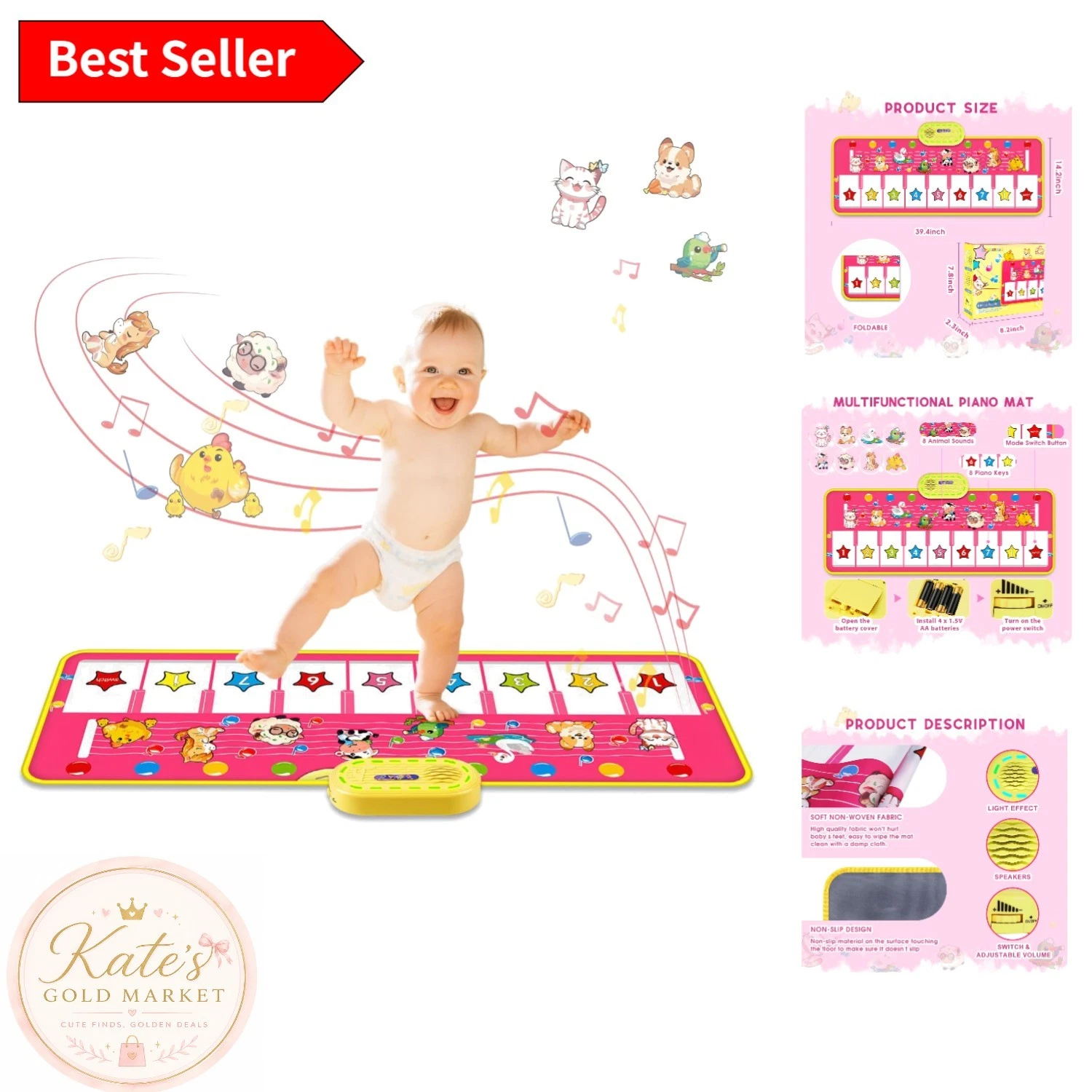 Interactive Kids Sensory Floor Piano Mat - Perfect Gift for 1-3 Olds