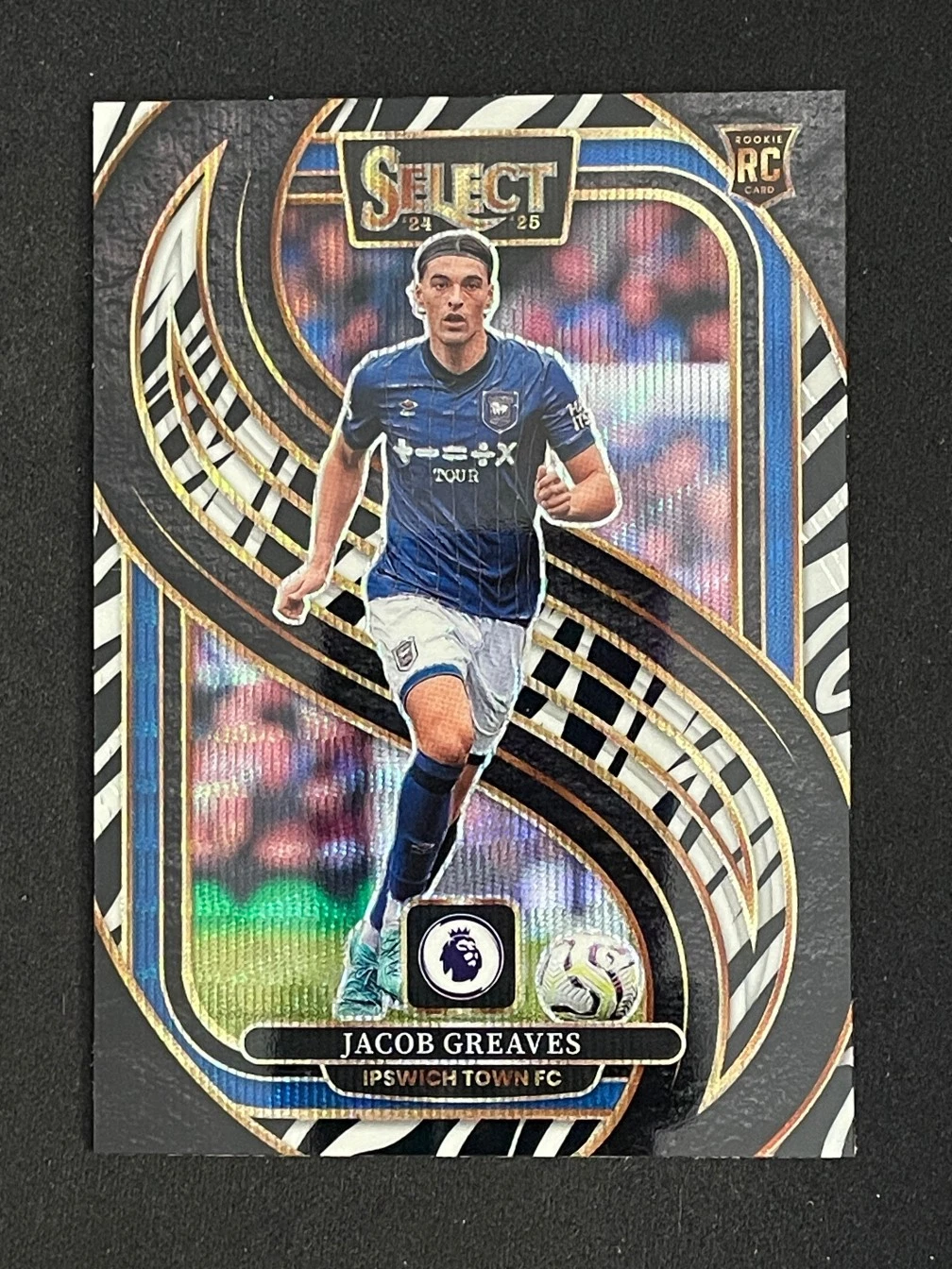 Jacob Greaves 2024-25 Panini Select EPL Mezzanine Zebra Prizm RC SSP #119