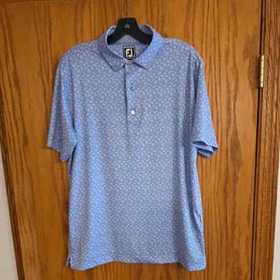 FootJoy Polo Shirt XL Tropical All Over Print Golf Performance Purple Athletic