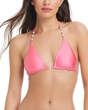 Red Carter Women's Classic Pink Beaded Triangle Bikini Top M