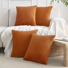 Velvet Throw Pillow Covers Set of 4, 18 x 18" x 18" Pack of 4 Ginger Yellow