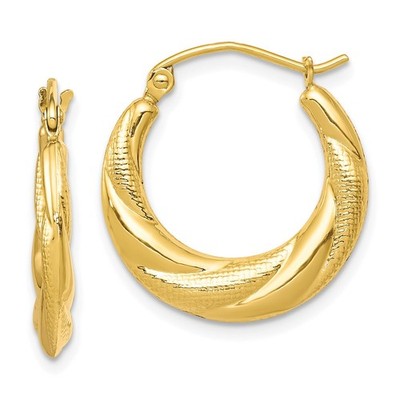 10K Gelbgold strukturierte überbackene hohle Creolen L-20 mm, B-19 mm