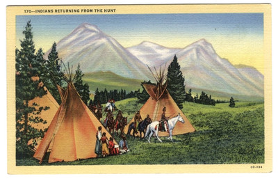 Postcard Indians Returning From The Hunt Native Americana