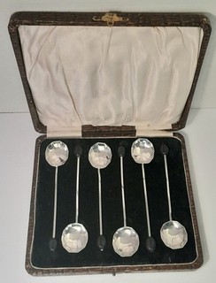 Set of 6 Antique Vintage Solid Silver Coffee Spoons M&J B/Ham 1925 £9.99 N/R