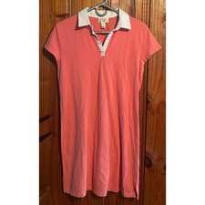 Talbots petites shirt dress coral/pink collared polo knee length size 8