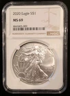 2020 American Eagle Silver NGC MS69 ASE $1 One Ounce .999 Fine Silver Bullion