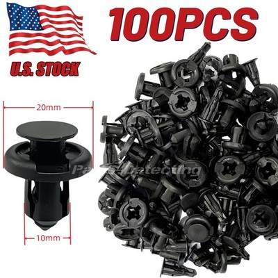 100Pcs Bumper Clips 10mm Hood Fender Push Rivets Retainer Fasteners For Honda 