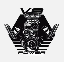 V8 Power Engine Horsepower Sticker Labels (6) Card Gift Craft Paper Dog Lover