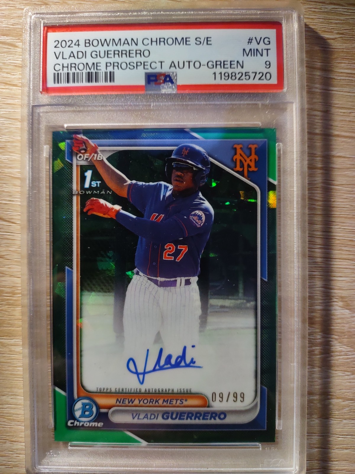 2024 Bowman Chrome S/E Vladi Guerrero 1st Bowman Prospect Auto Green /99 PSA 9
