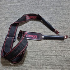 Vintage Canon Camera Leather  Canvas Red  Black Shoulder / Neck Strap 1.5"