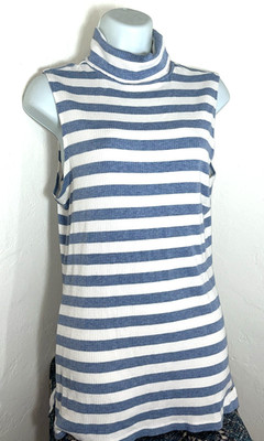 Tommy Hilfiger Top Size XL Turtlenecl Sleveless Striped Stretchy