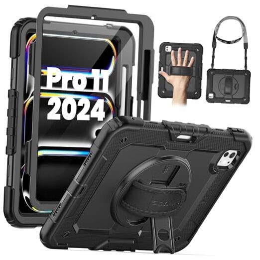 iPad Pro 11 2024 M4 Heavy Duty Shockproof Case Black-image