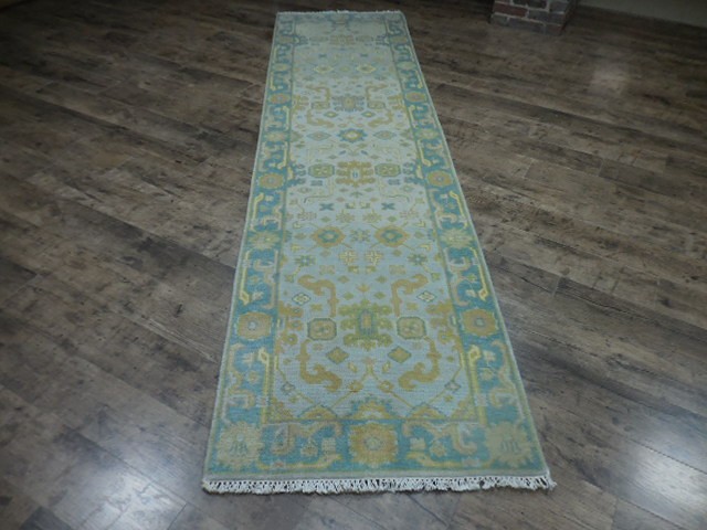 Turkish Oushak Rug, Modern Multicolored Handmade Bohemian Rug 2.6x10 Ft