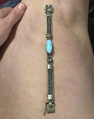 Vibe Jewelry 925 Sterling Silver Larimar & Blue Topaz Bracelet