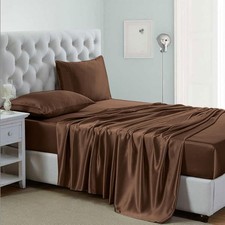 Silk Satin Sheets, King Size Satin Bed Sheet Set with Deep Pockets, Cooling Soft