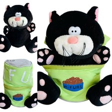 Black White Cat Soft Toy Tuxedo Kitten In Food Can Bananas WH Leisure 8.5" Plush