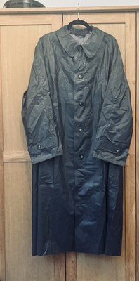 KLEPPER Herren Regenmantel lang blau Gr. 52 Baumwolle Knopfverschluss