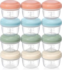 12 Pack 4 oz Small Containers with Lids, Reusable Plastic Jars for Snack and