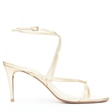 VALENTINO Rockstud gold leather studded simple strappy sandals EU39