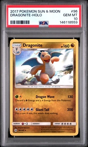 2017 POKEMON SUN & MOON #96 DRAGONITE-HOLO PSA 10
