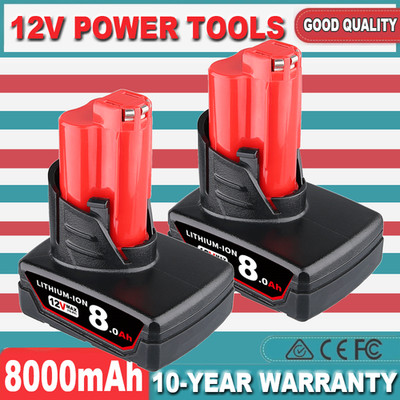 2Pack M12 XC 8,0Ah Li-ion Akku 12V 48-11-2402 M12B5 M12B6 Für Milwaukee