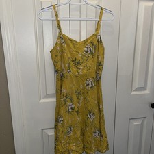 Old Navy Dress Women's Small Boho Floral  Mustard Yellow Adjustable Straps