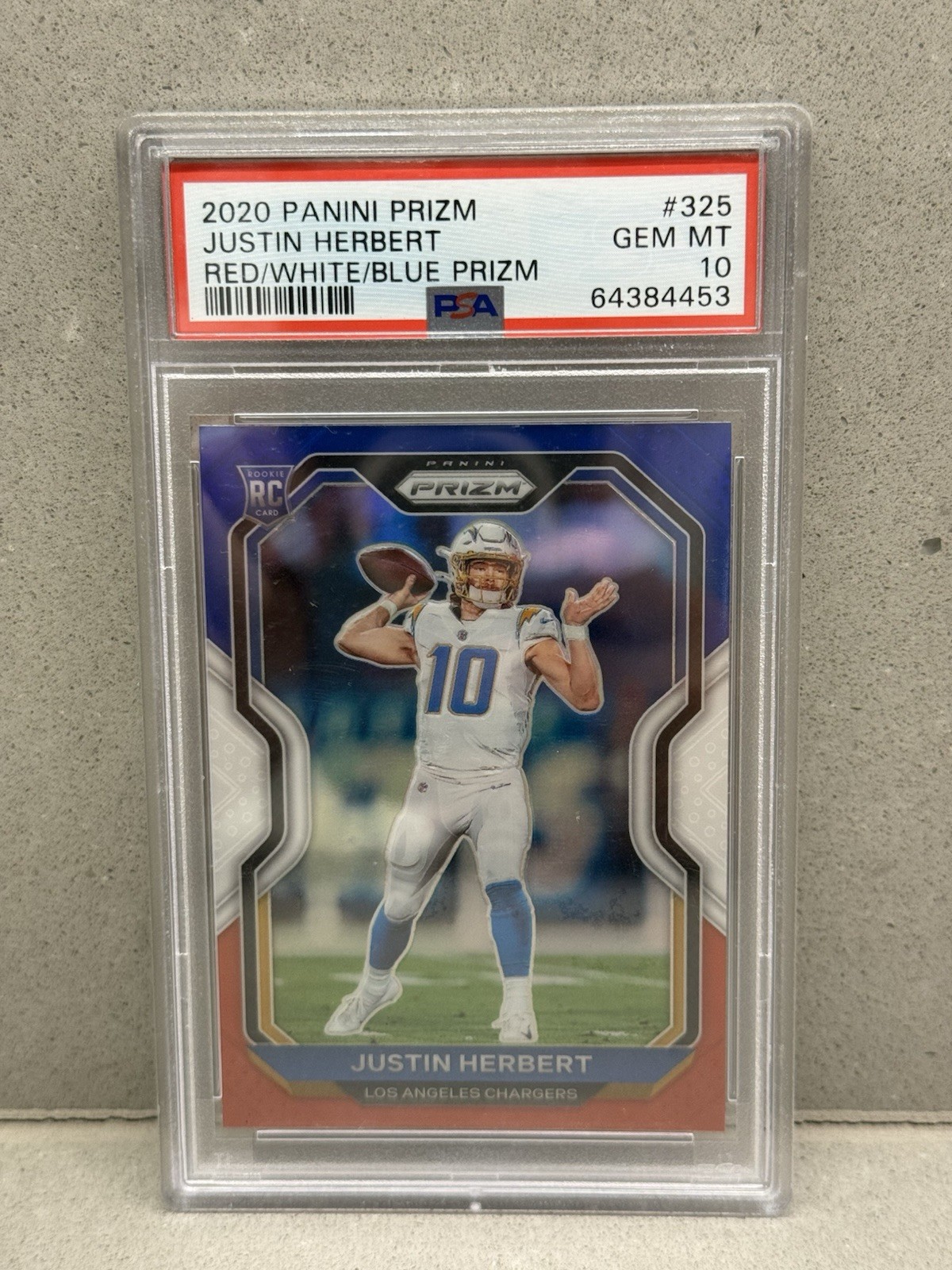Justin Herbert Panini Prizm #325 Red/White/Blue
