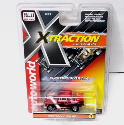 Auto World 1955 Chevrolet Bel Air Red Chrome Candy Red HO Slot Car New Read Desc