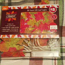 Seasonal Collection 30ct LED Leaf String Lights Warm White Indoor Battery 12.6ft